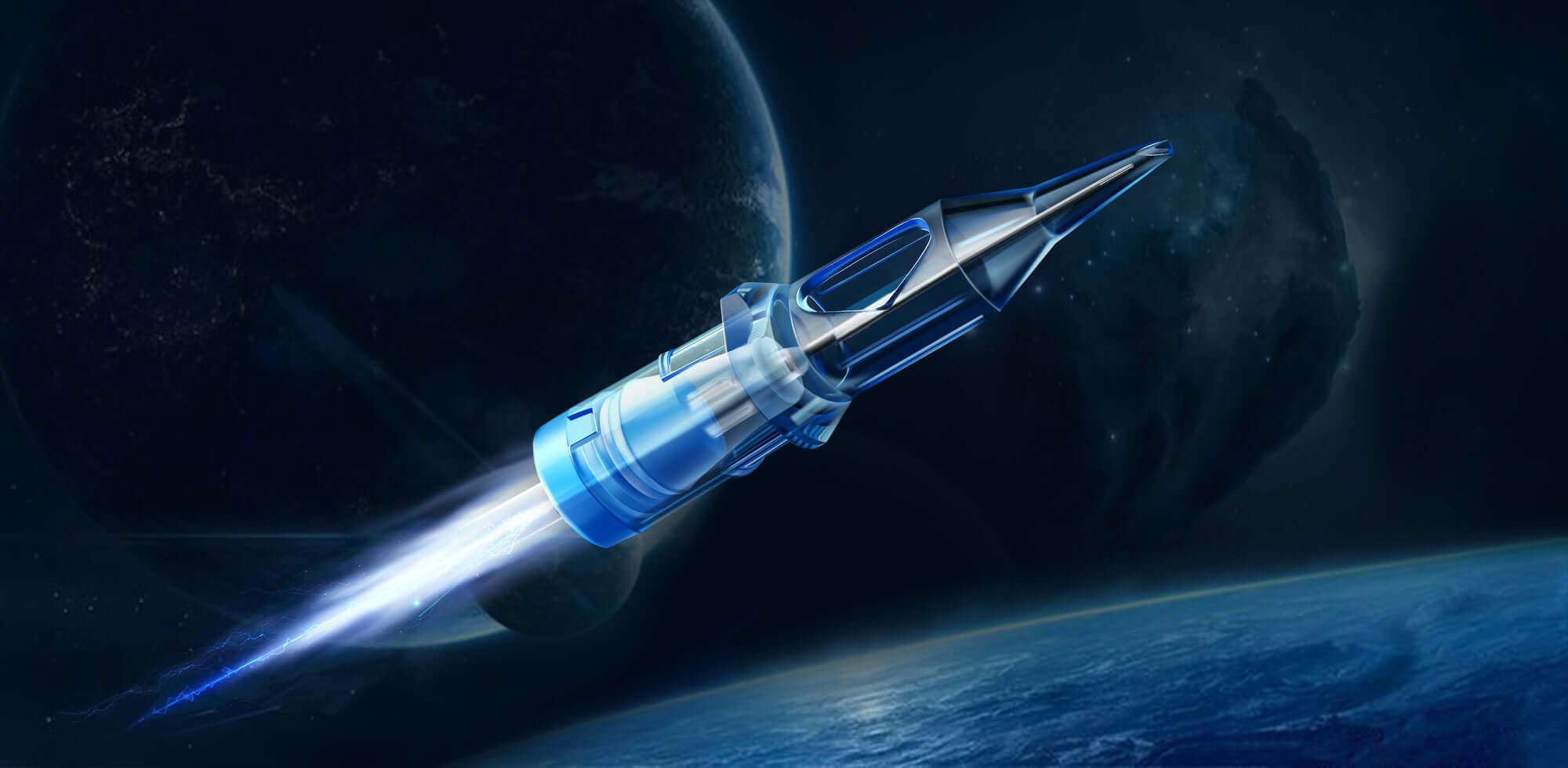 Emalla Eliot Pro Cartridge Needle is flying in space