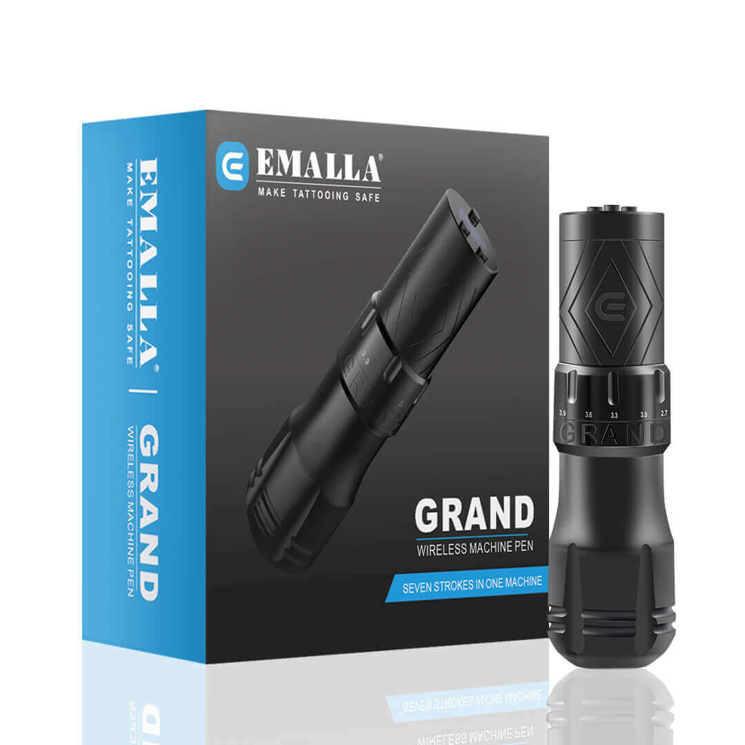 EMALLA Grand G3 Wireless Tattoo Pen Machine (Black) from front view