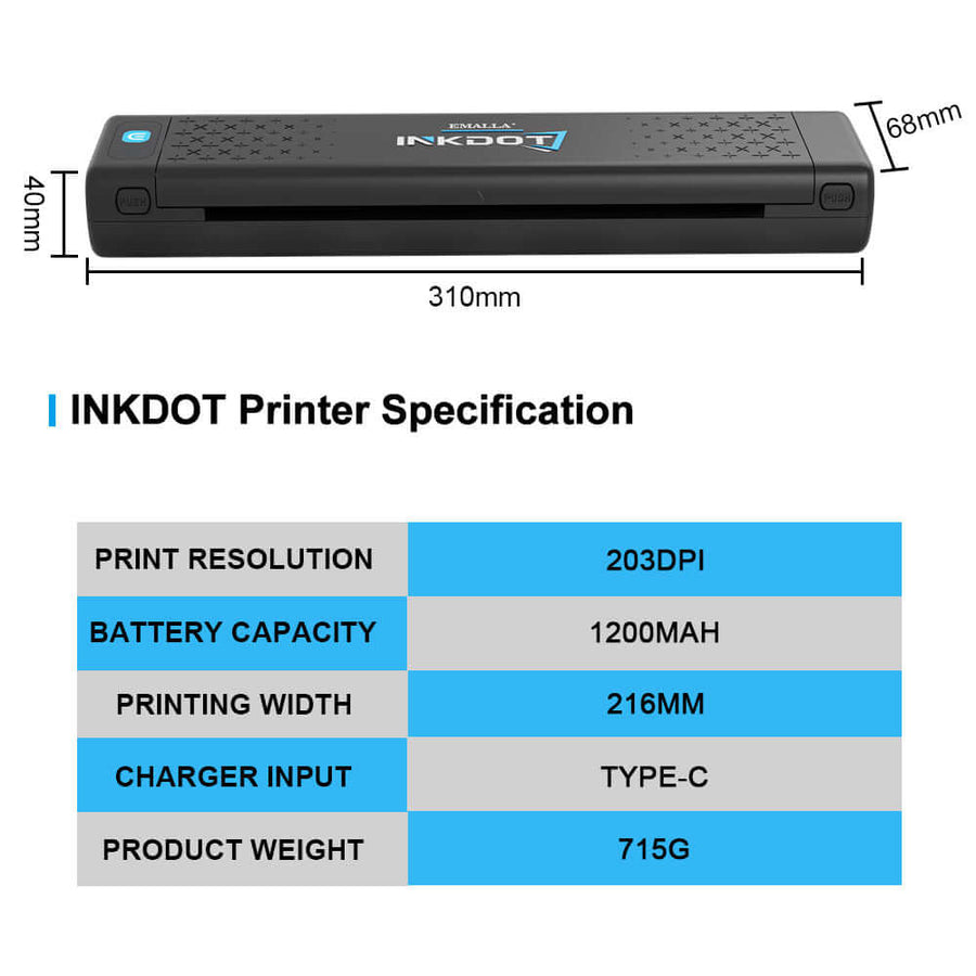 Tattoo Thermal Printer | EMALLA INKDOT Wireless Thermal Printer