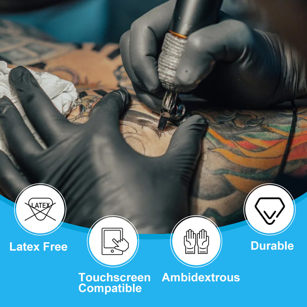 EMALLA Disposable Nitrile Gloves are latex free, touchscreen compatible, ambidextrous and durable