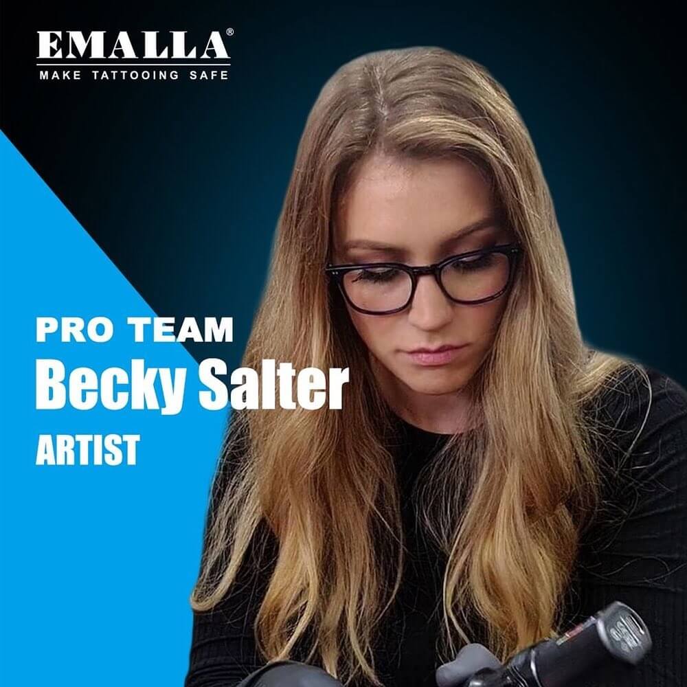 One of Emalla pro team female tattoo artists Becky Salter