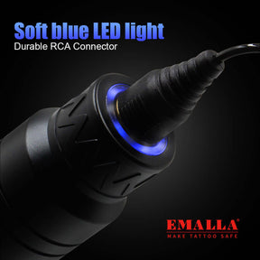 Durable RCA Connector with soft blue LED light in EMALLA TADO Tattoo Pen Rotary Machine
