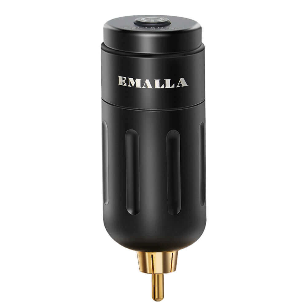 EMALLA Wireless Tattoo Battery Power Supply RCA Connect (1200mAh) from front view