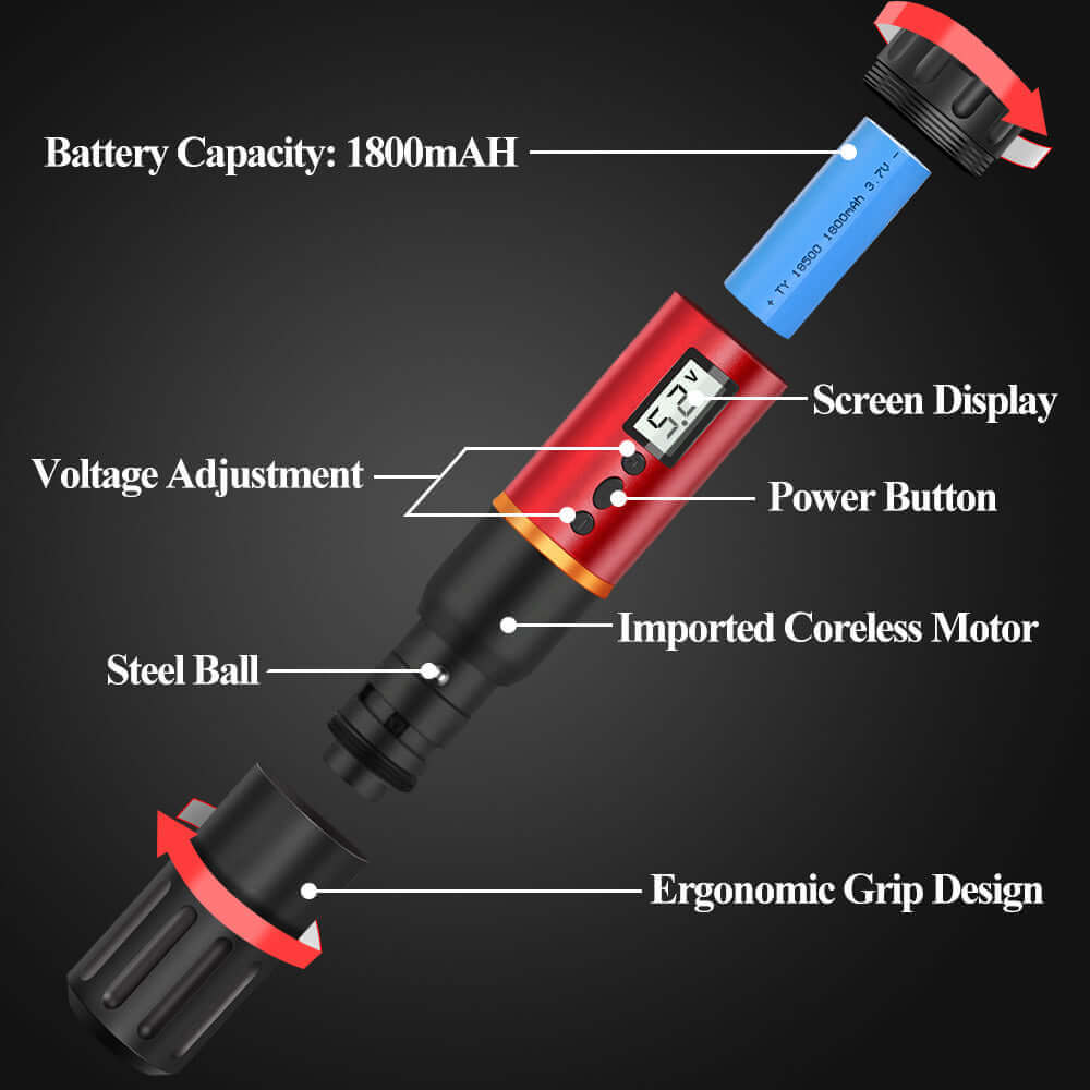 Descriptions of disassembly diagram of EMALLA EAGE Wireless Tattoo Pen Machine