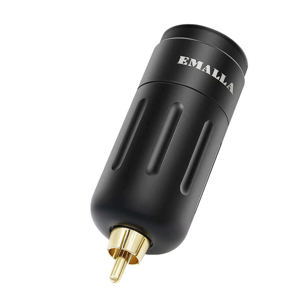 EMALLA Wireless Tattoo Battery Power Supply RCA Connect (1200mAh) from side view
