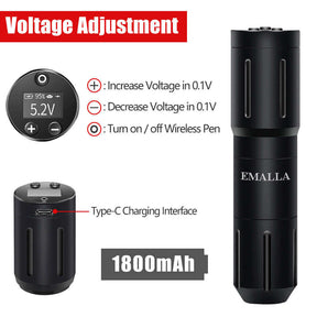 Voltage adjustment function of EMALLA AVON wireless tattoo pen machine and descriptions of adjustment components