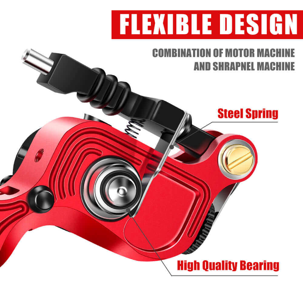 Flexible design of EMALLA E-REX Rotary Tattoo Machine in combination of motor machine and sharpnel machine