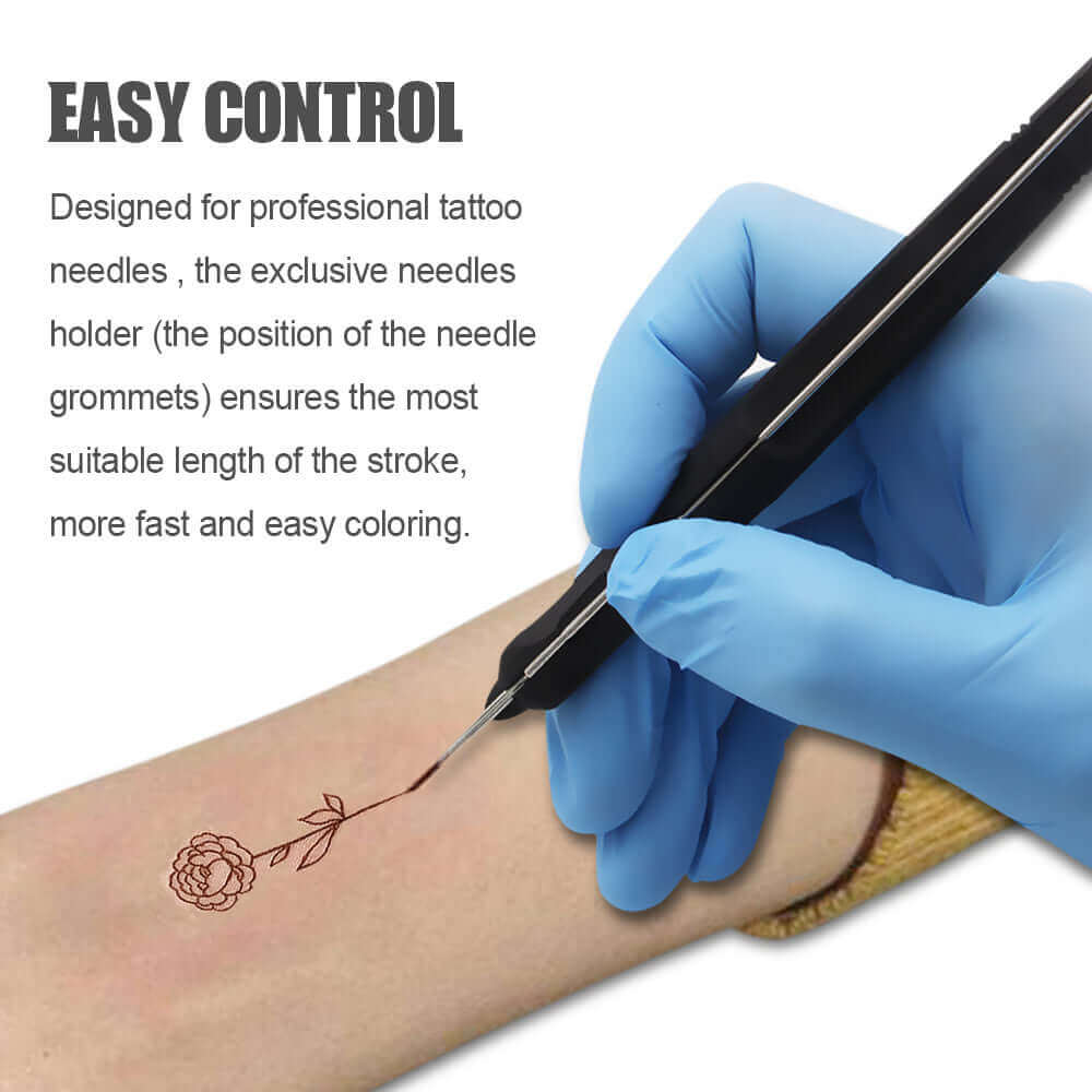  In EMALLA DIY Tattoo Kit, with the exclusive needles holder, EMALLA 3D hand poke pen is esay to controll.