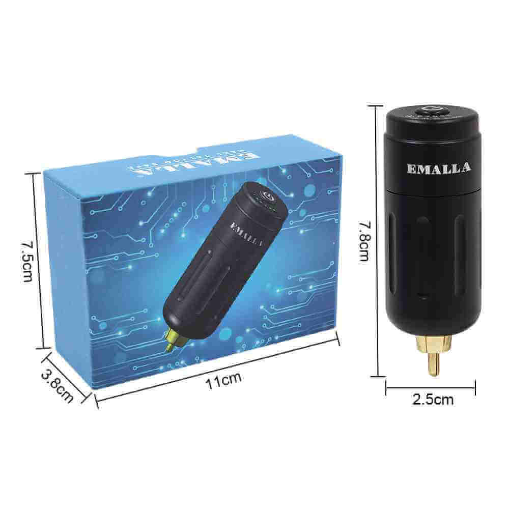 Specific parameters of EMALLA Wireless Tattoo Battery Power Supply RCA Connect (1200mAh) and its package