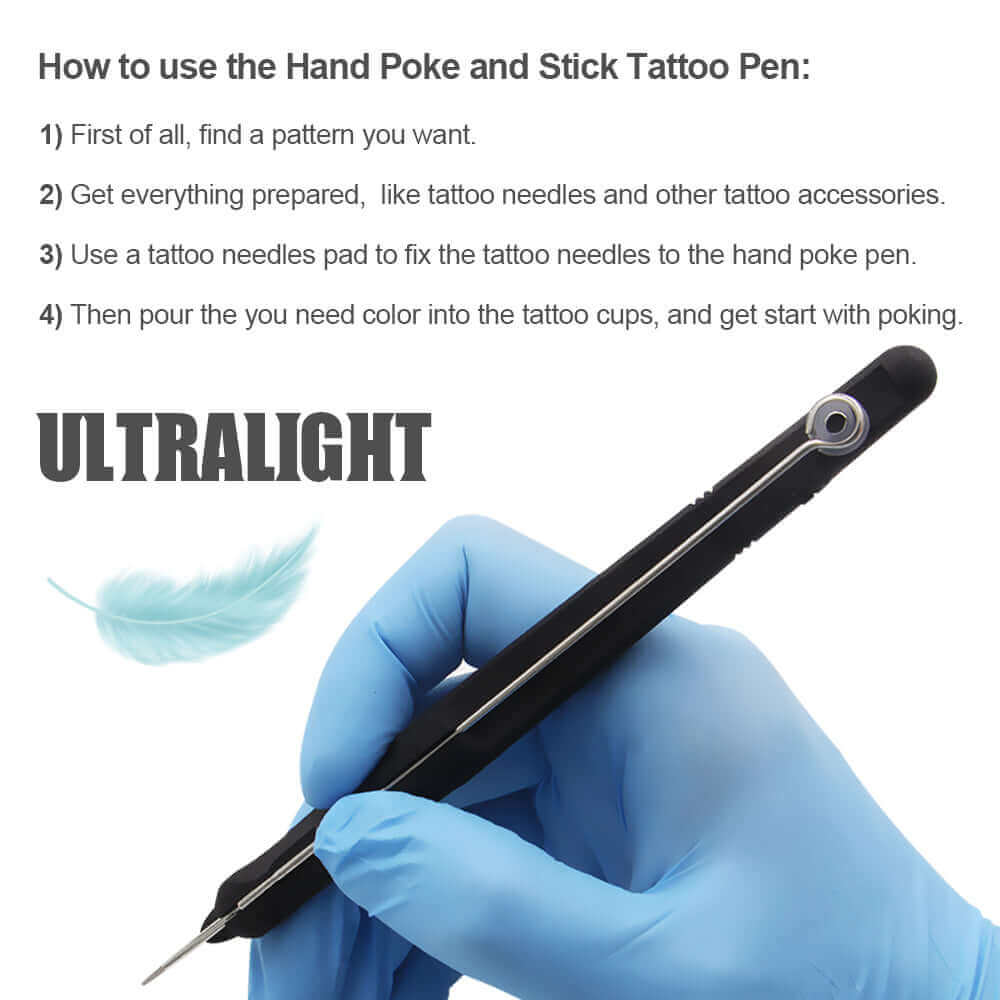 EMALLA Hand Poke And Stick Tattoo Starter Bundle Accessories DIY Tattoo Kit