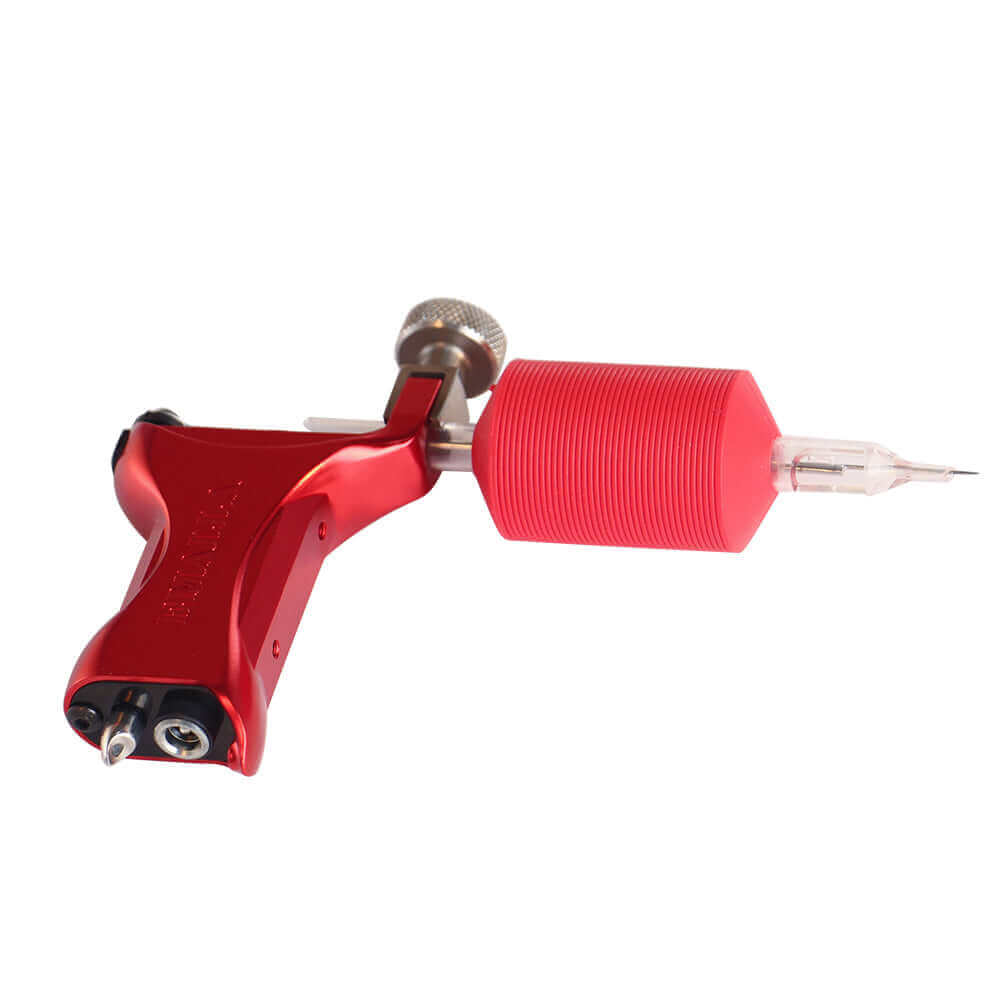 EMALLA MASCOT Rotary Tattoo Machine Red from side view